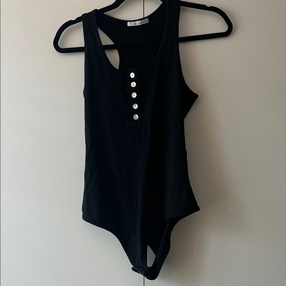 Black Sleeveless Buttoned Women's Bodysuit